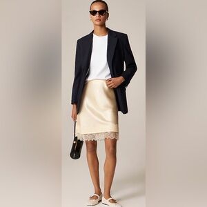 NWT J. Crew Yellow Gwen Lace-trim Slip Skirt, size XL